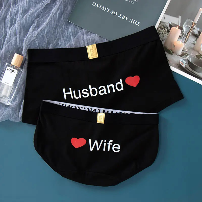 Cute Creative Couple Panties Mid-waist Modal