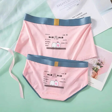 Cute Creative Couple Panties Mid-waist Modal