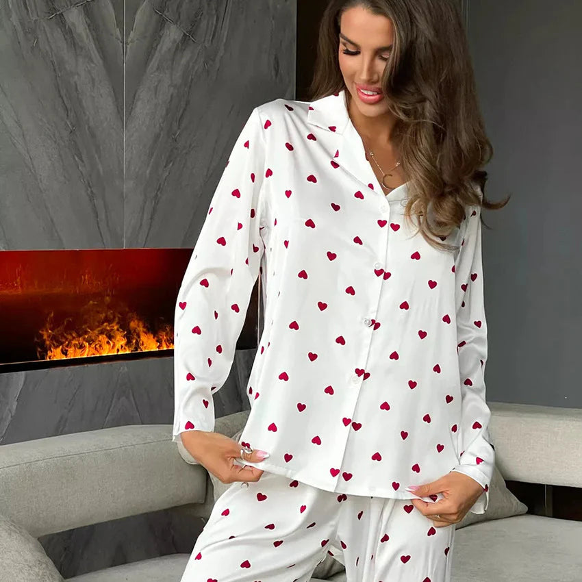 Silk Hearts Pajama 2-Piece Set