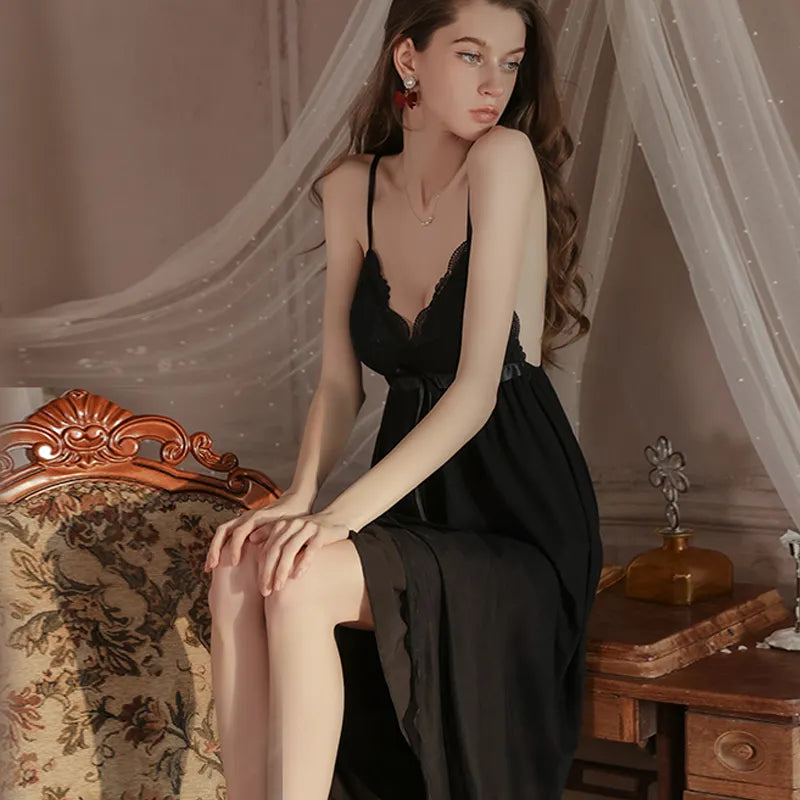 Soft See-through Deep V Nightgown Outer Robe