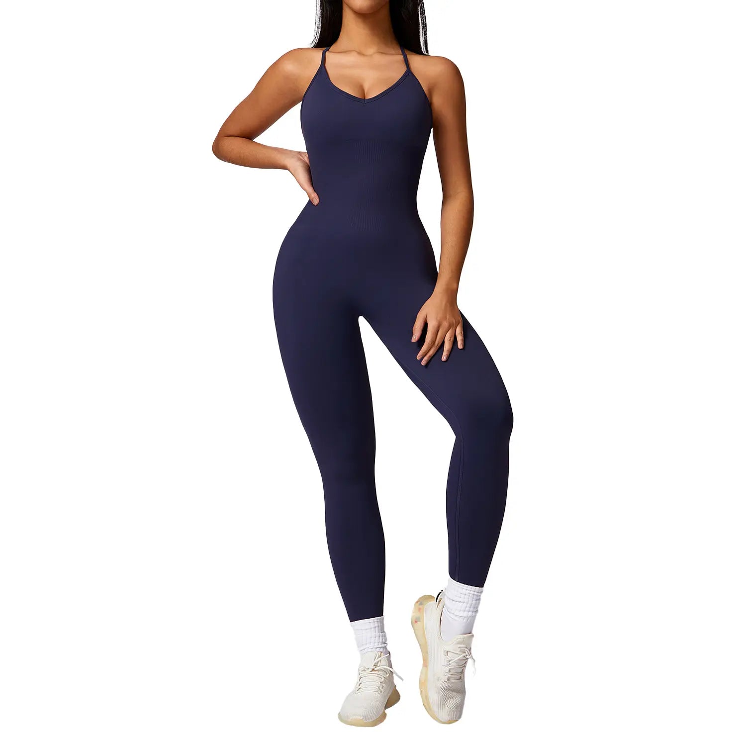 Hollow Back Seamless One-Piece Yoga Suit With Chest Pads